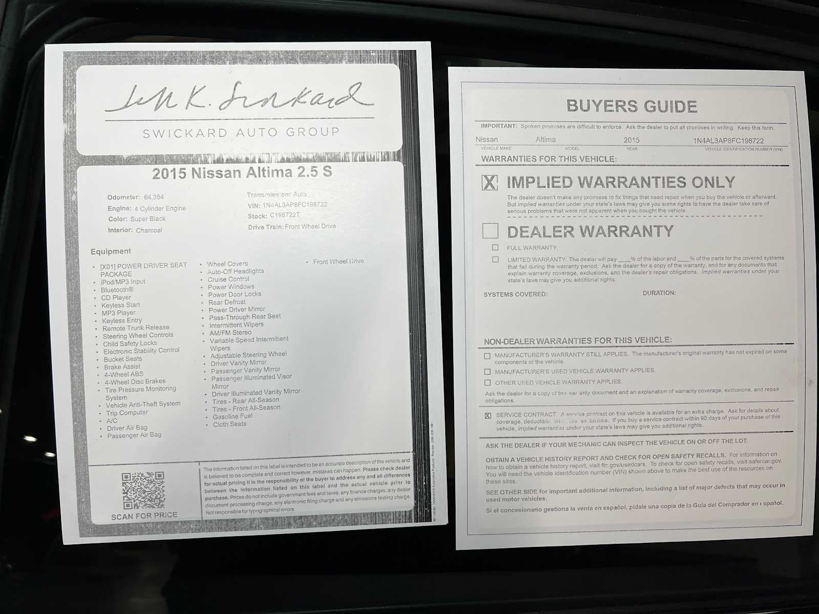 2015 Nissan Altima 2.5 S