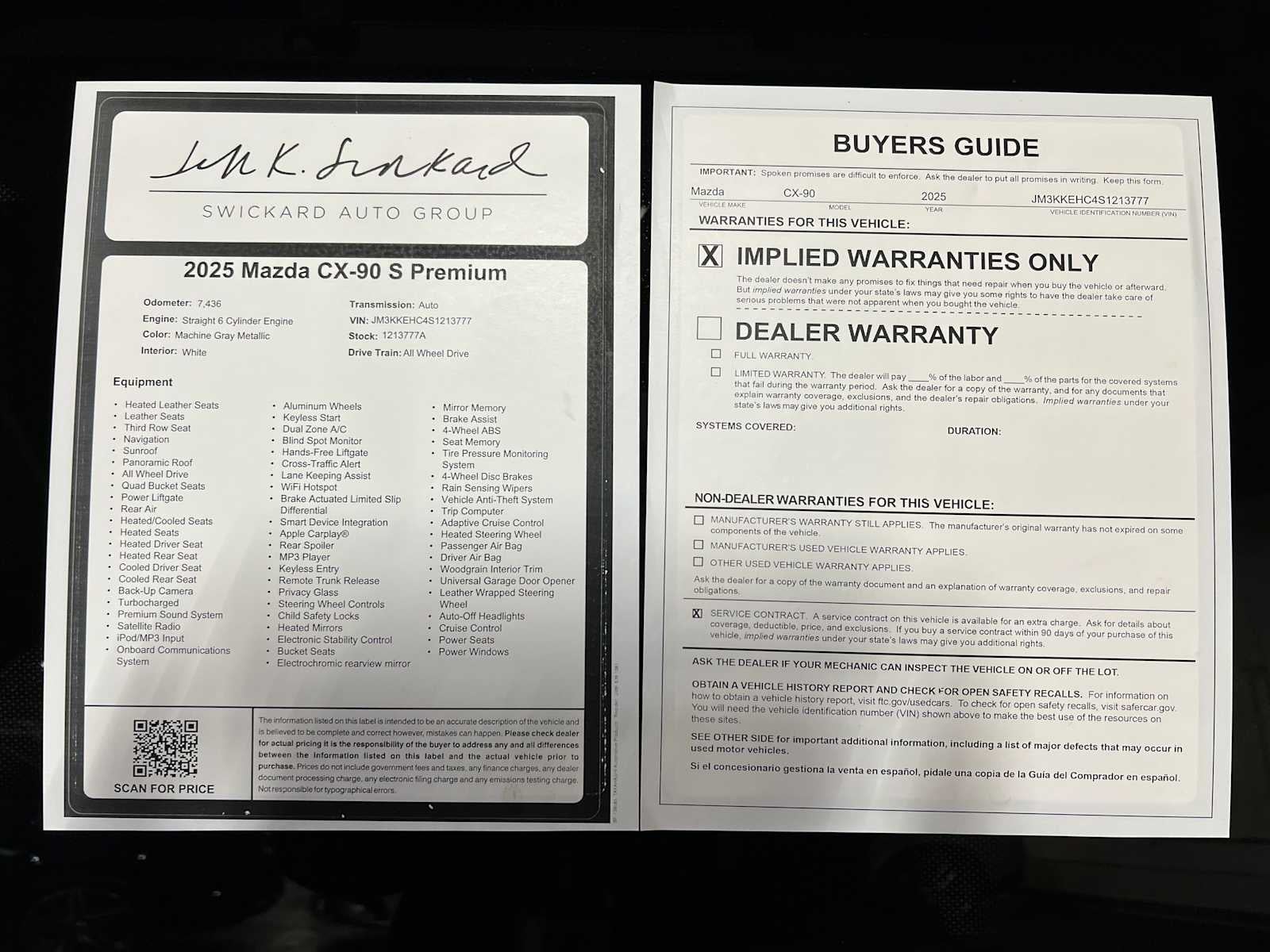 2025 Mazda Mazda CX-90 S Premium Plus Package