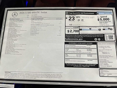 2026 Mercedes-Benz S 500 4MATIC® Sedan