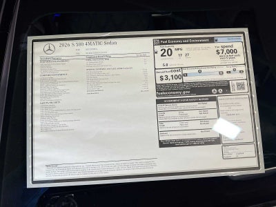 2026 Mercedes-Benz S-Class S 580