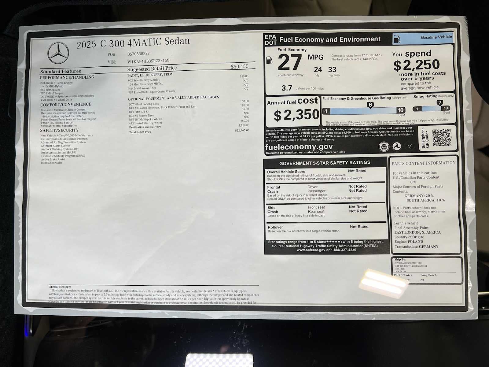 2025 Mercedes-Benz C-Class C 300