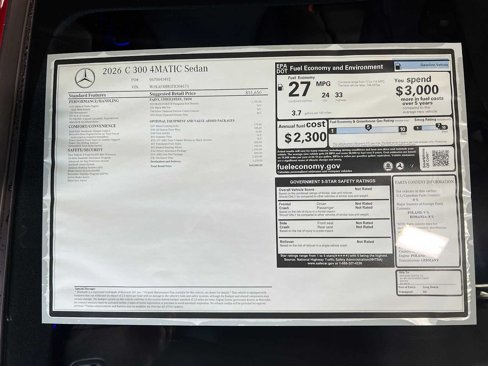 2026 Mercedes-Benz C 300 4MATIC® Sedan