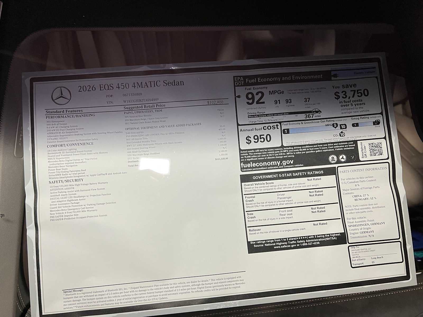 2026 Mercedes-Benz EQS 450 4MATIC® Sedan