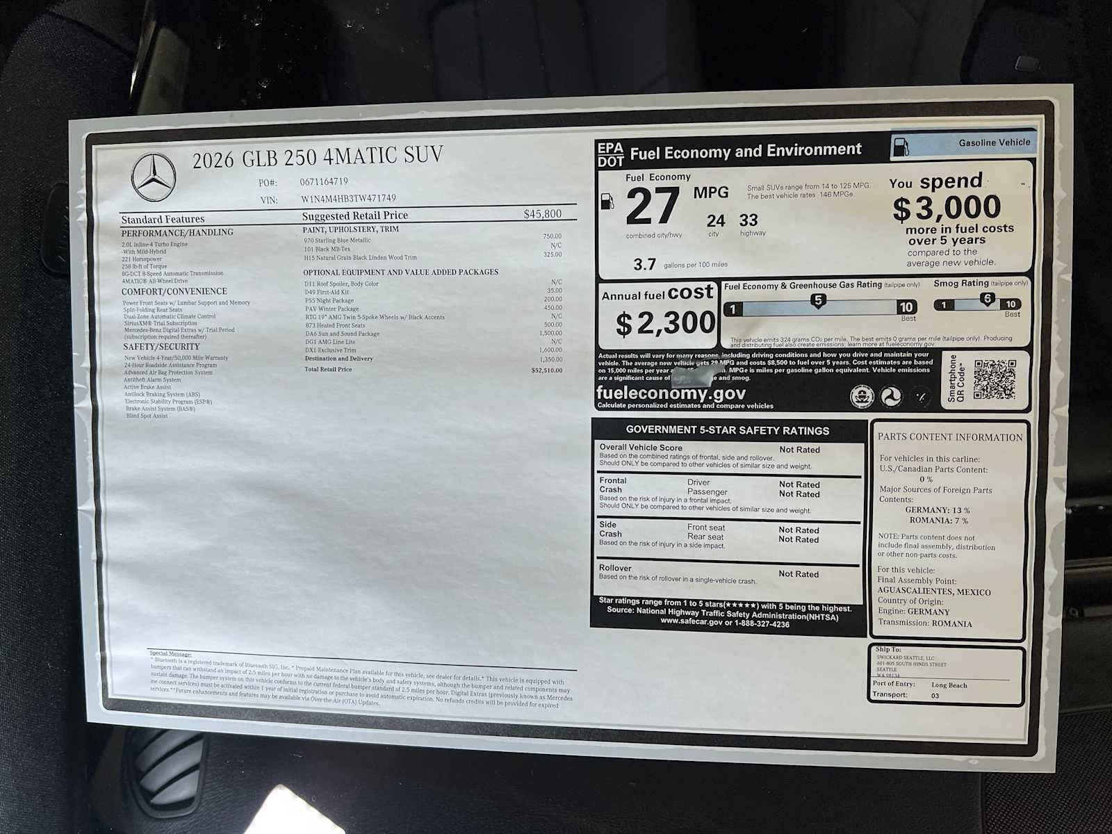 2026 Mercedes-Benz GLB 250 4MATIC® SUV