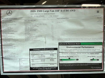 2026 Mercedes-Benz Sprinter 2500 Standard Roof I4 Diesel HO 144" AWD