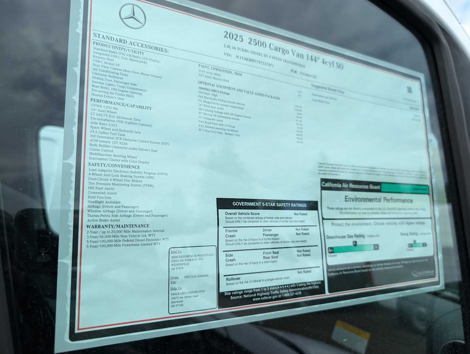 2025 Mercedes-Benz Sprinter 2500 Standard Roof I4 Diesel 144" RWD