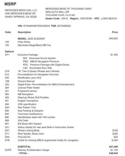 2025 Mercedes-Benz GLB GLB 250
