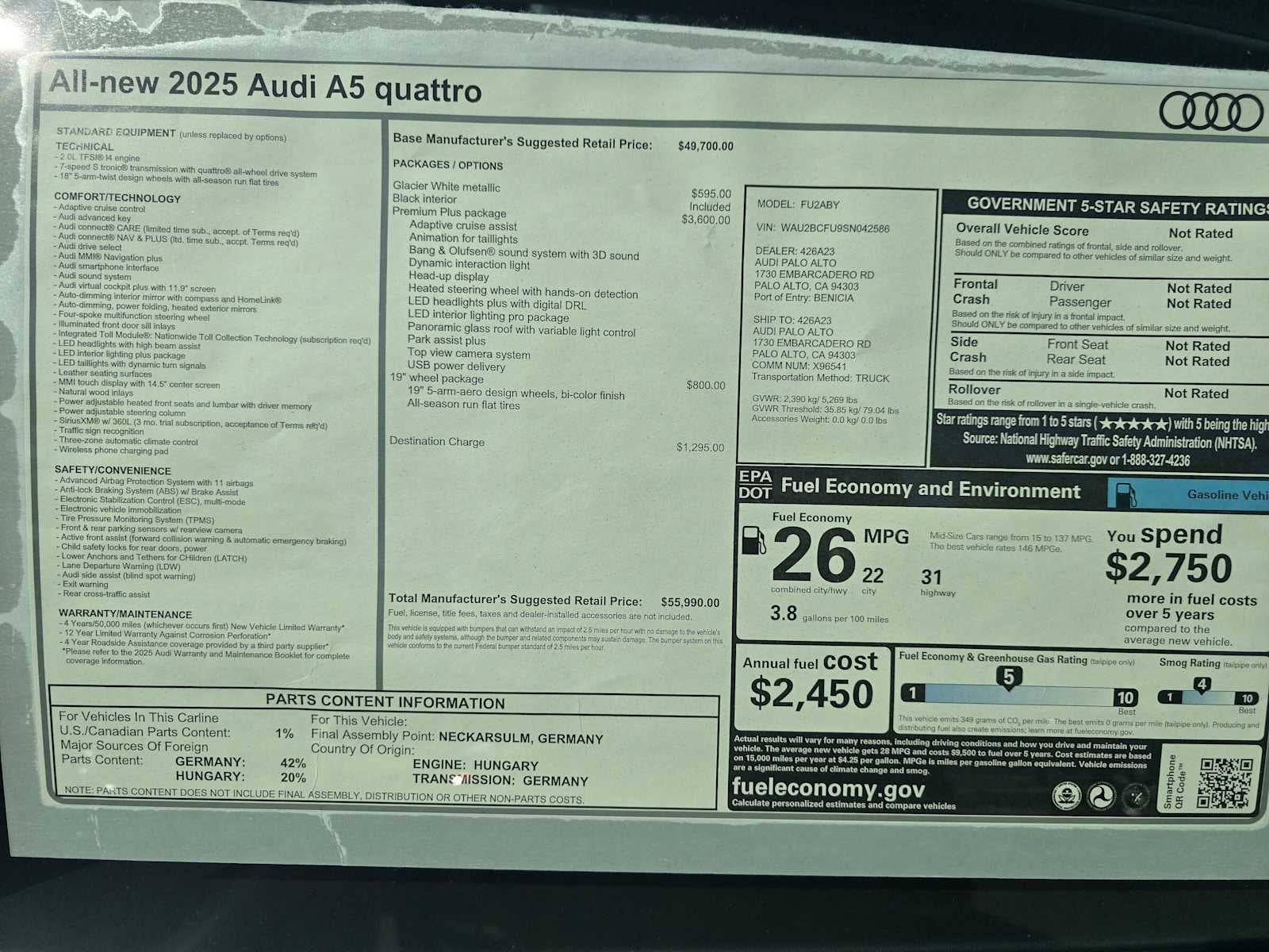 2025 Audi A5 Premium Plus