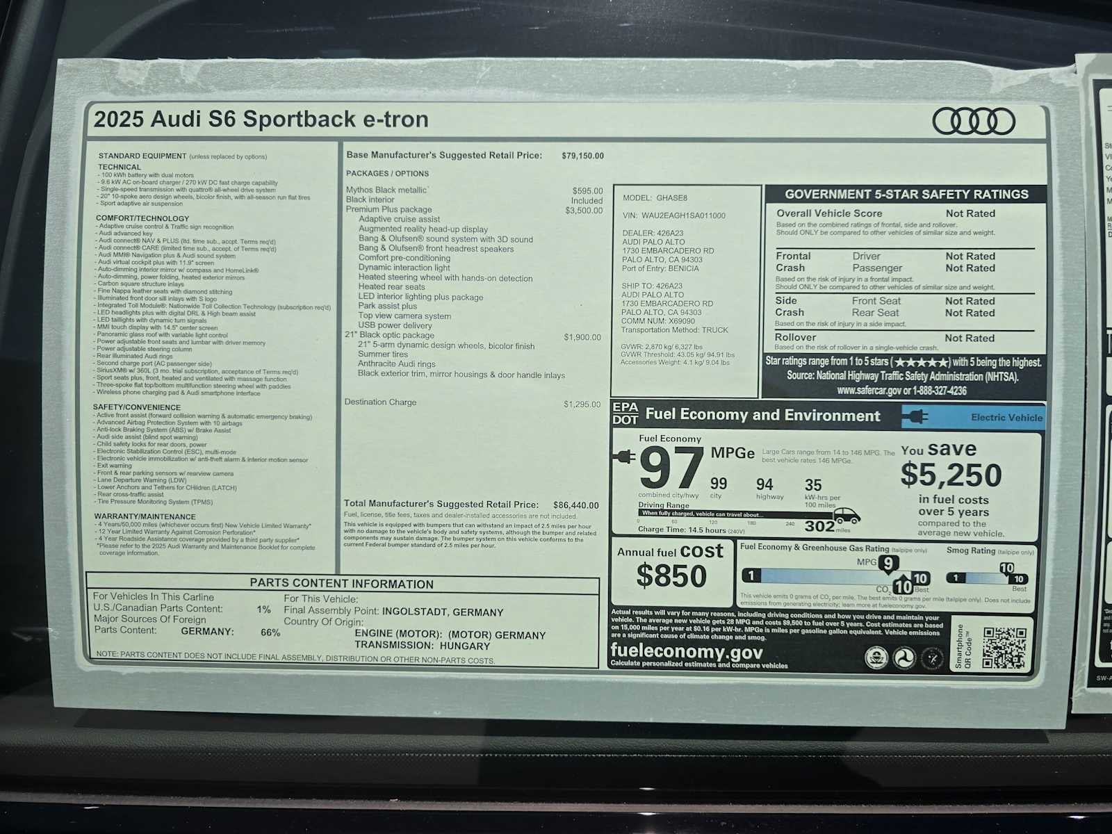 2025 Audi S6 e-tron Premium Plus