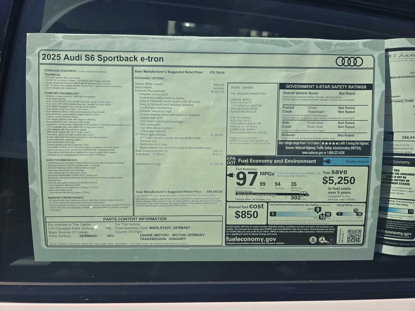 2025 Audi S6 e-tron Premium Plus