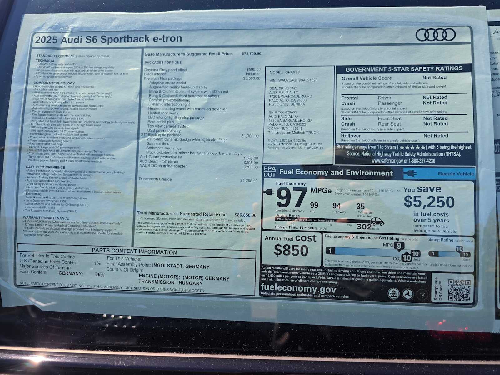 2025 Audi S6 e-tron Premium Plus