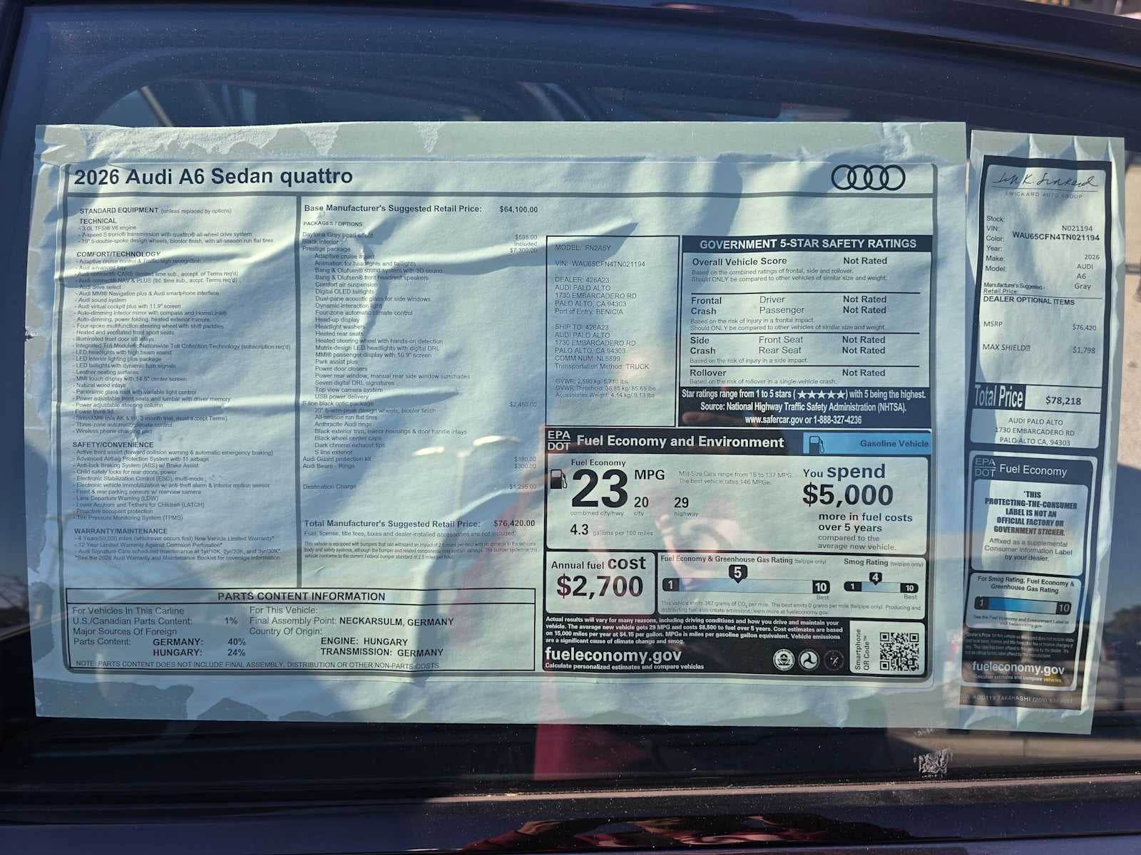 2026 Audi A6 Prestige