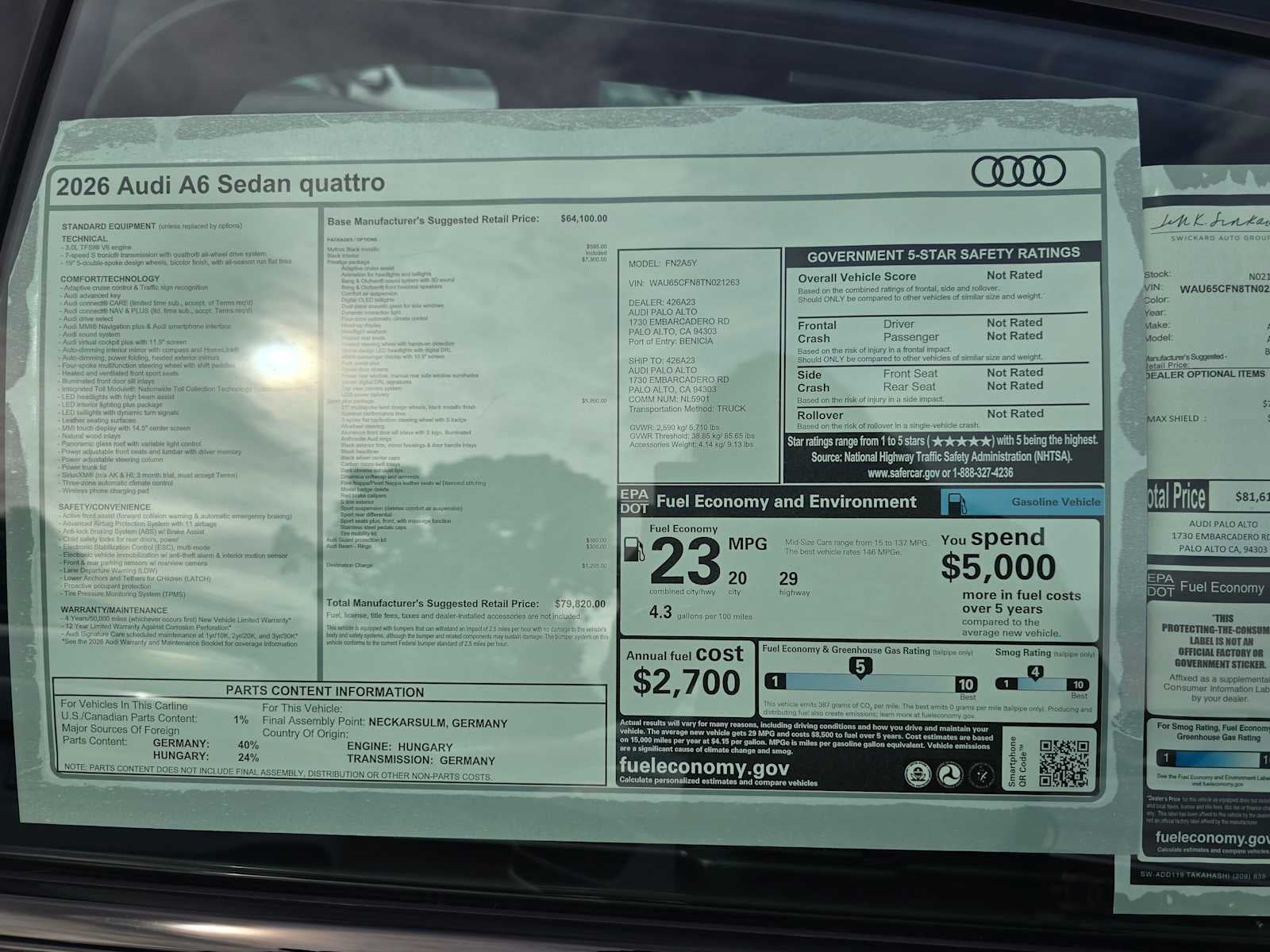 2026 Audi A6 Sedan Prestige