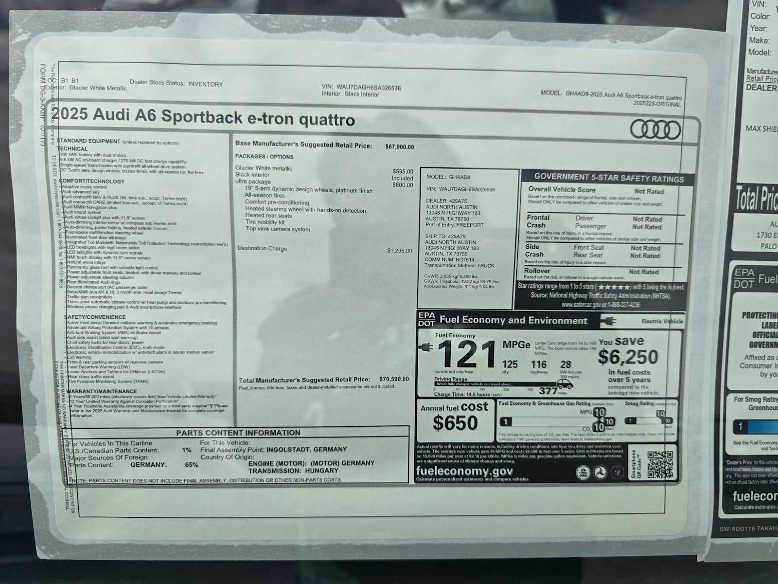 2025 Audi A6 e-tron Premium