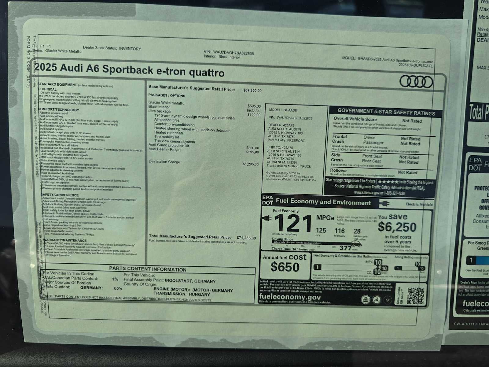 2025 Audi A6 e-tron Premium