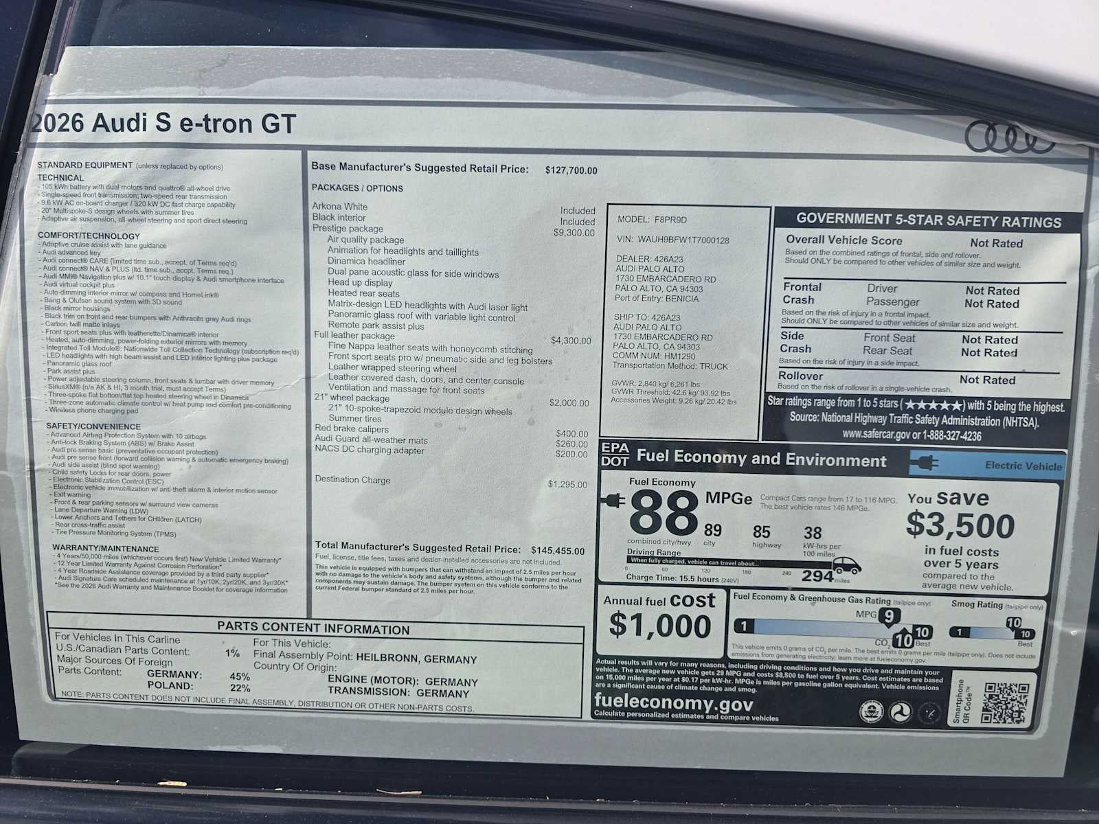 2026 Audi S e-tron GT Prestige