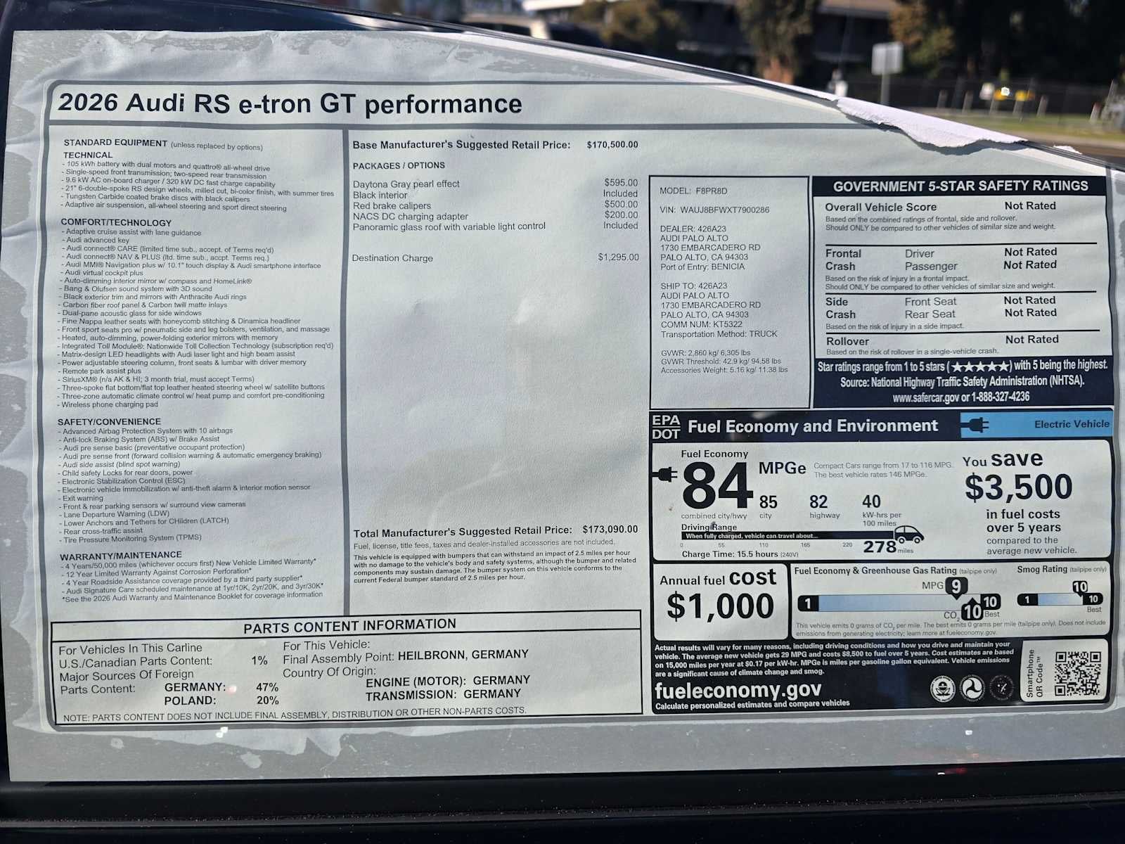 2026 Audi RS e-tron GT performance