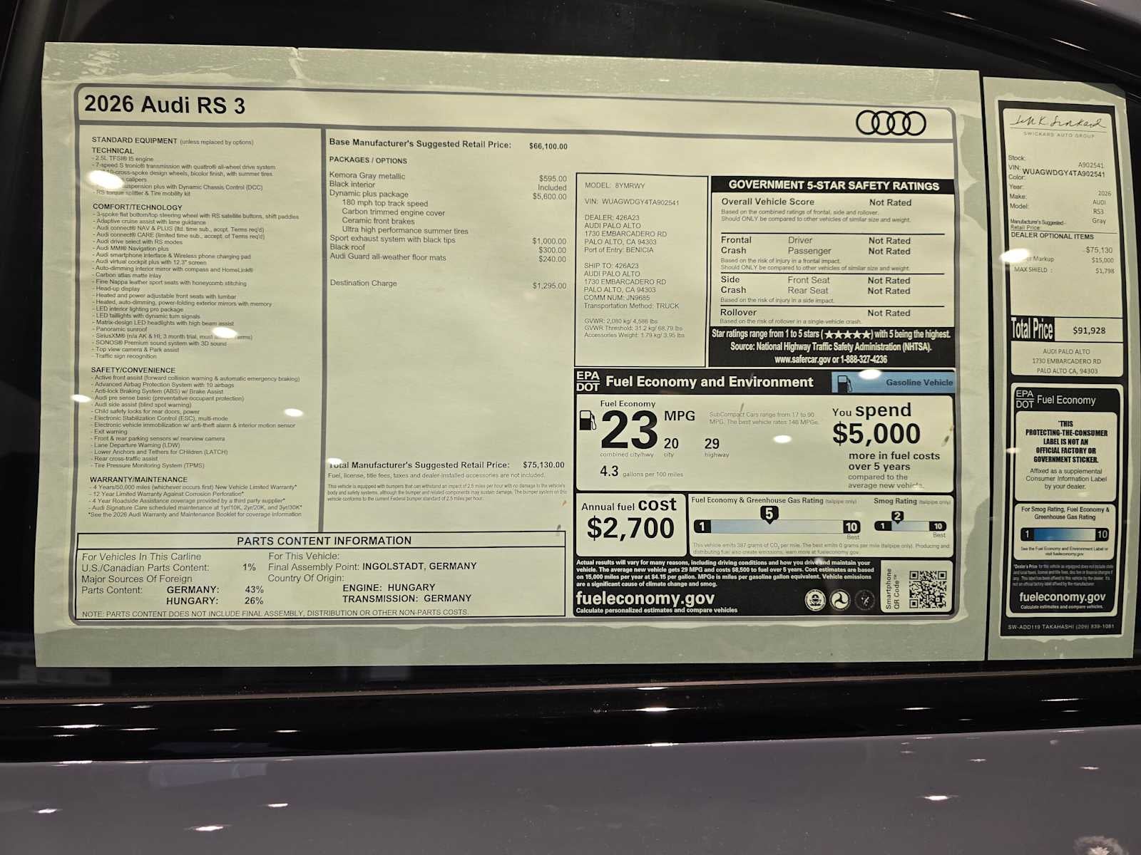2026 Audi RS 3 quattro