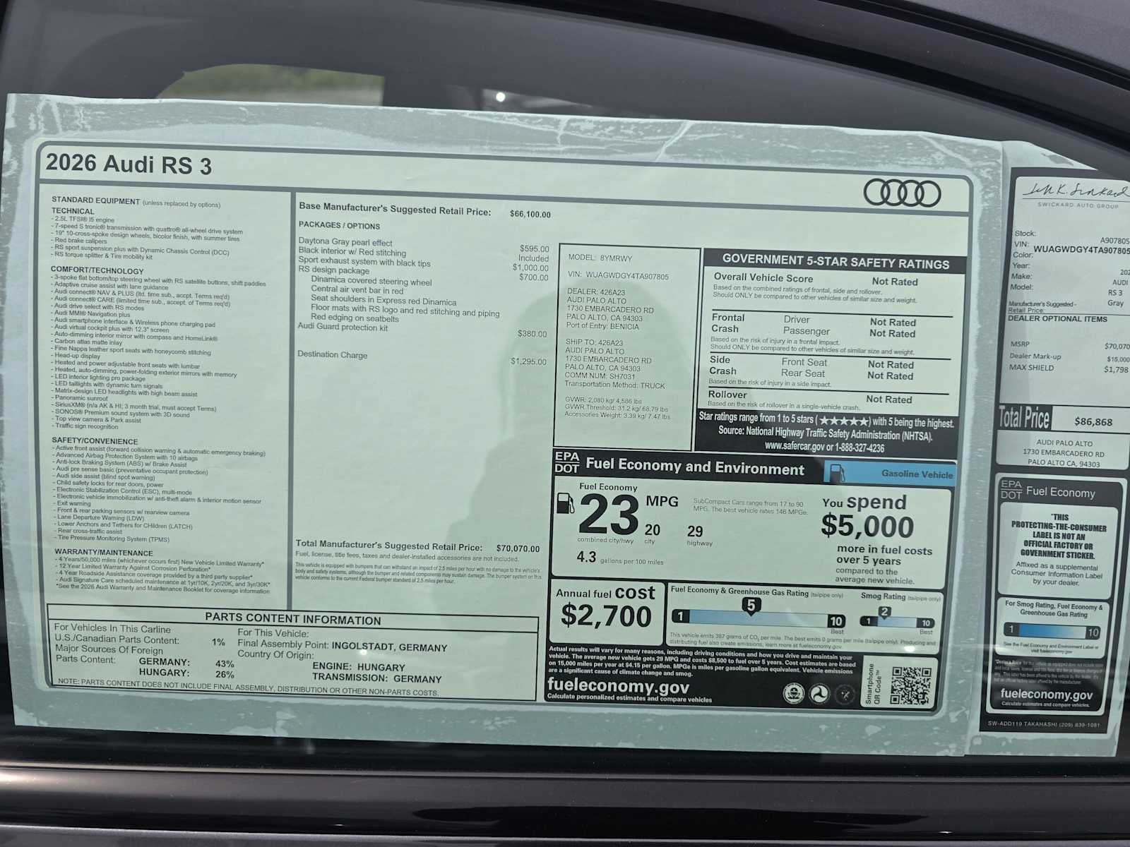 2026 Audi RS 3 quattro