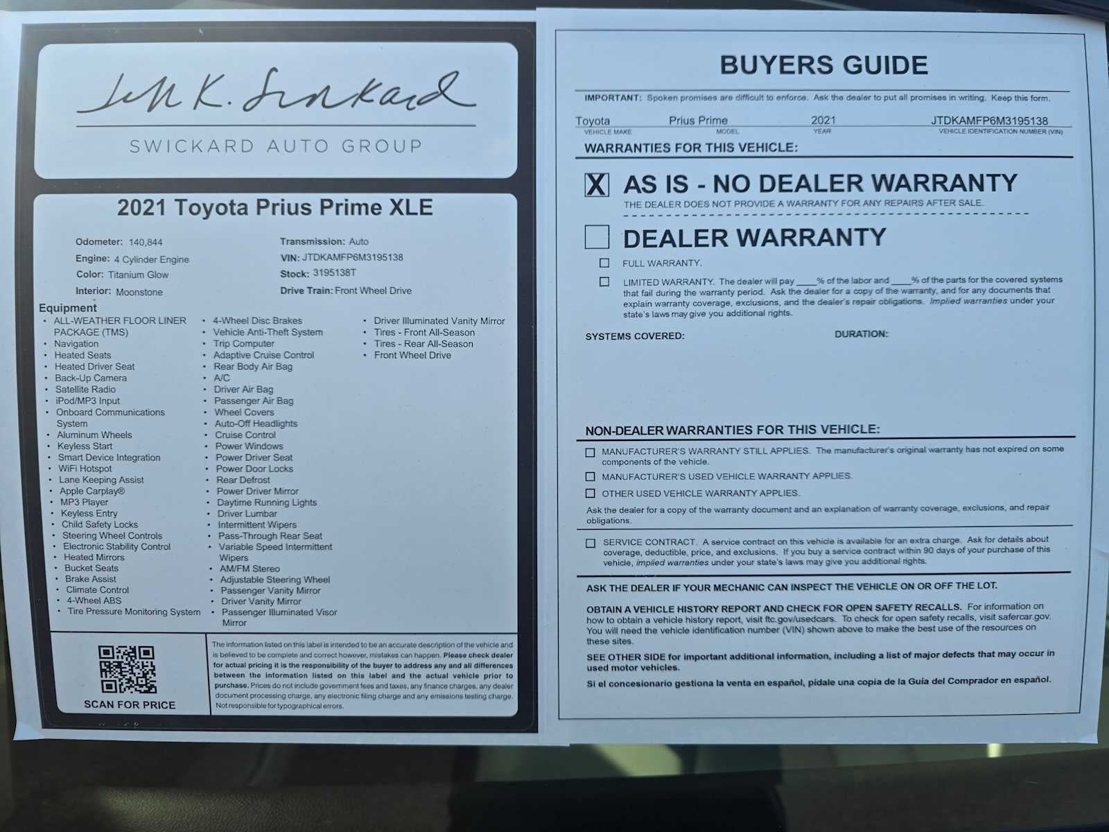 2021 Toyota Prius Prime XLE