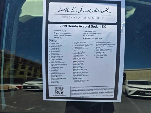 2019 Honda Accord Sedan EX 1.5T