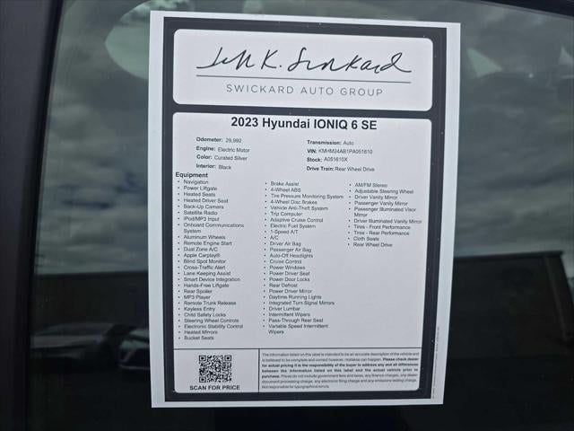 2023 Hyundai IONIQ 6 SE Standard Range
