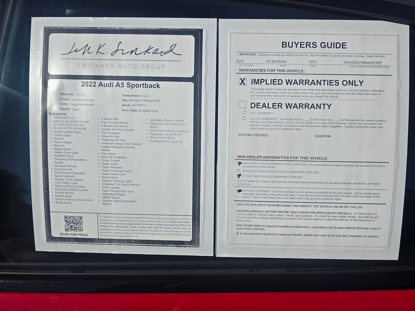 2022 Audi A5 Sportback Premium Plus