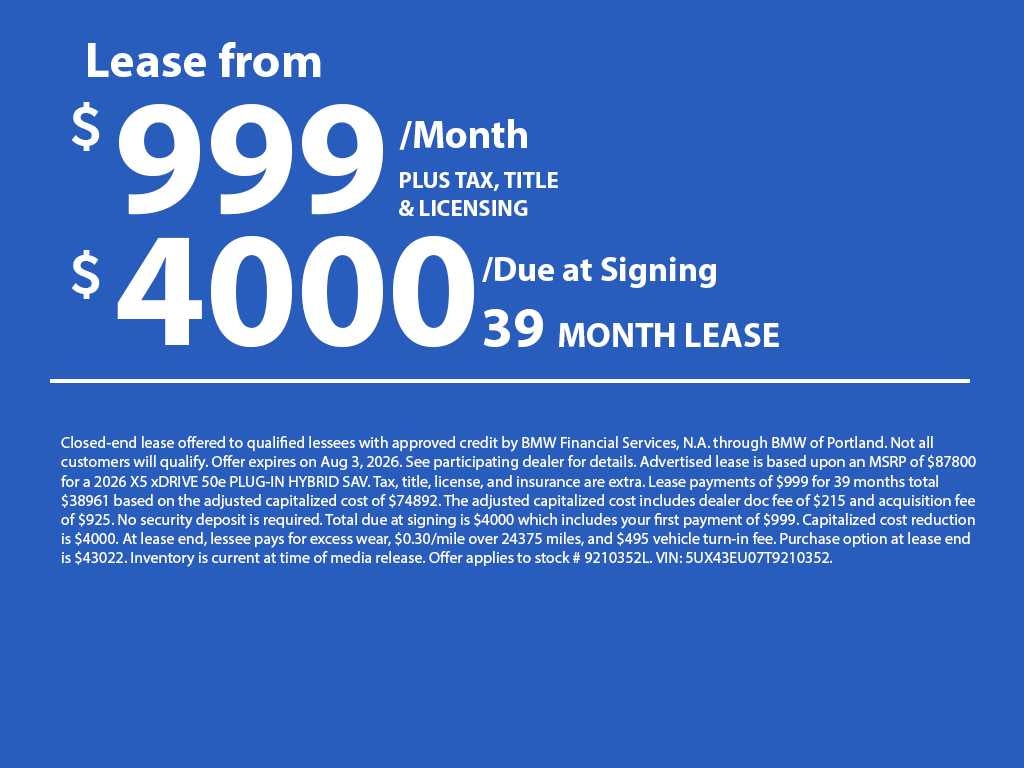 2026 BMW X5 xDrive50e xDrive50e