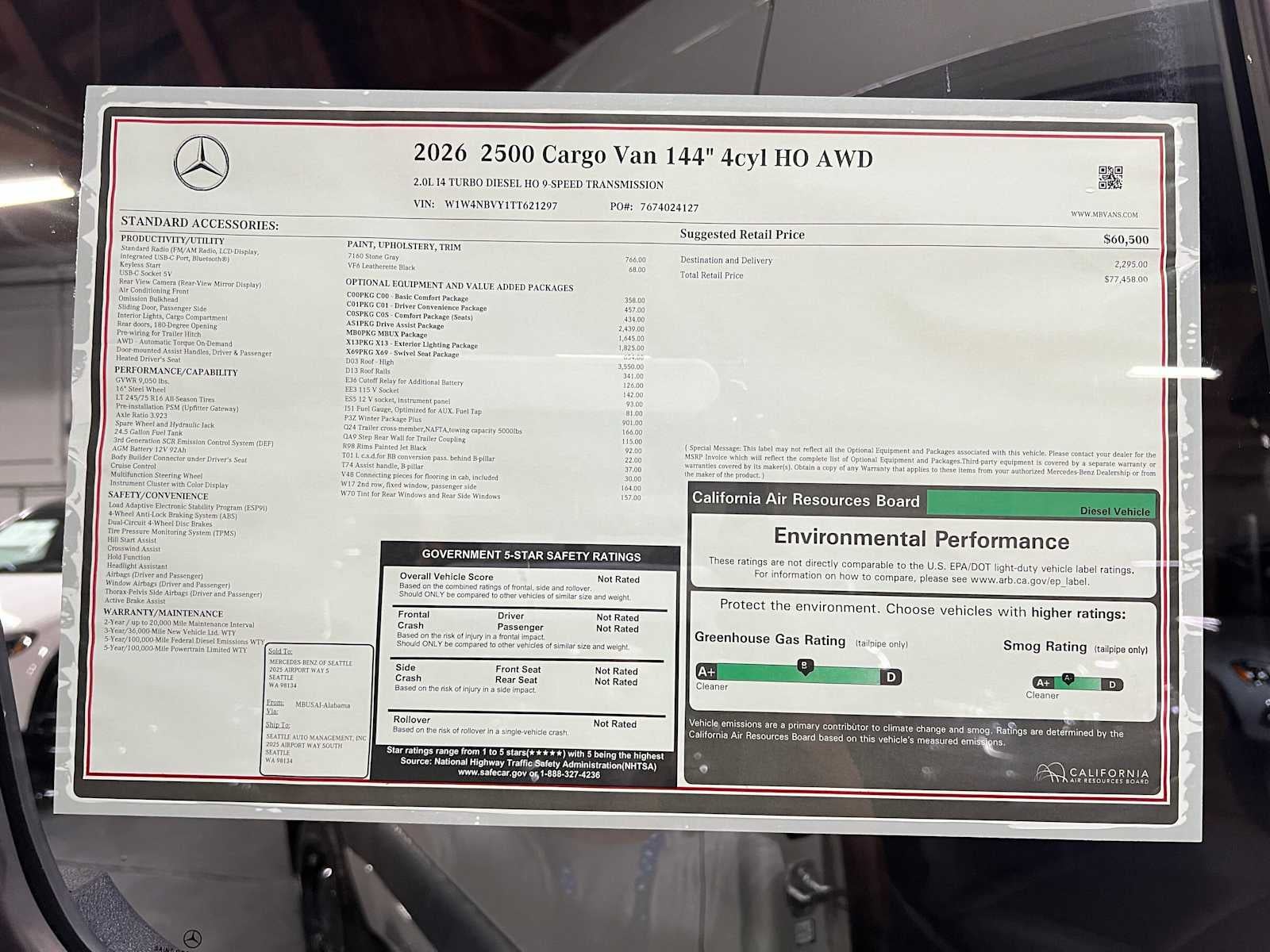 2026 Mercedes-Benz Sprinter 2500 Standard Roof I4 Diesel HO 144 AWD