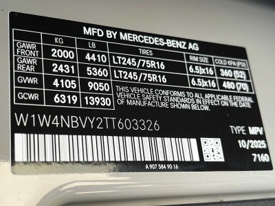 2026 Mercedes-Benz Sprinter 2500 Standard Roof I4 Diesel HO 144 AWD