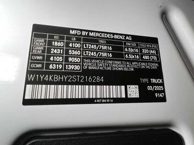 2025 Mercedes-Benz Sprinter Cargo Van 2500 Standard Roof I4 Diesel 144 RWD