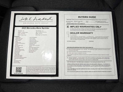 2025 Mercedes-Benz Sprinter Cargo Van 2500 Standard Roof I4 Diesel 144 RWD