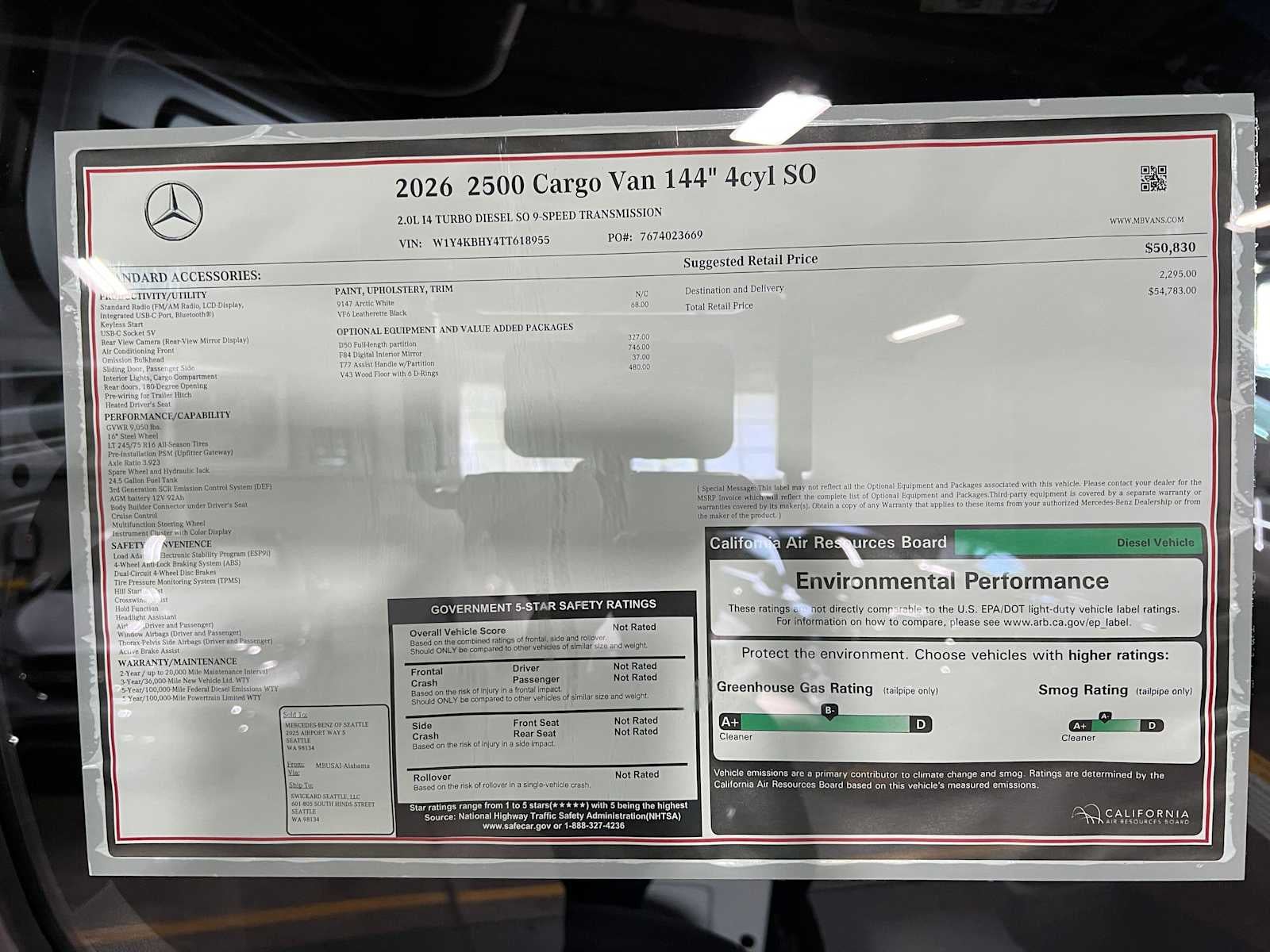 2026 Mercedes-Benz Sprinter 2500 Standard Roof I4 Diesel 144 RWD