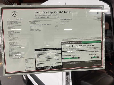2025 Mercedes-Benz Sprinter Cargo Van 2500 Standard Roof I4 Diesel 144 RWD