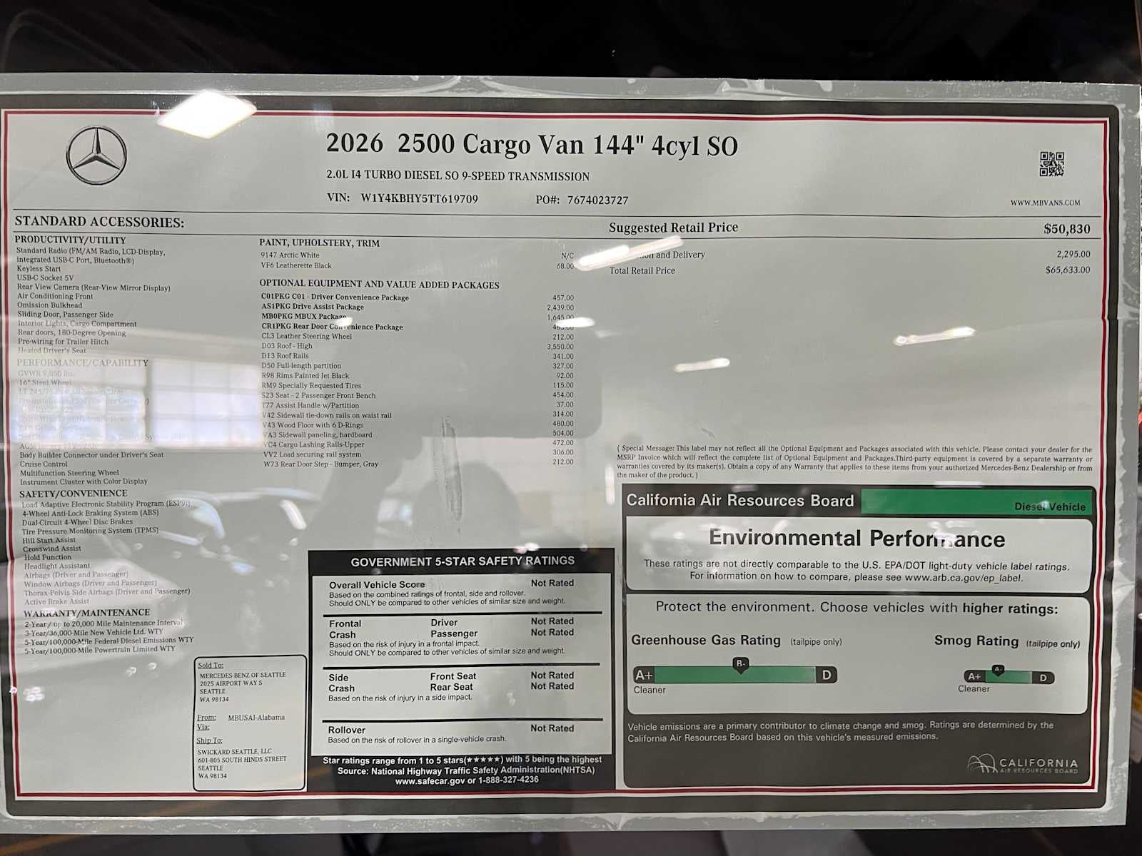 2026 Mercedes-Benz Sprinter 2500 Standard Roof I4 Diesel 144 RWD
