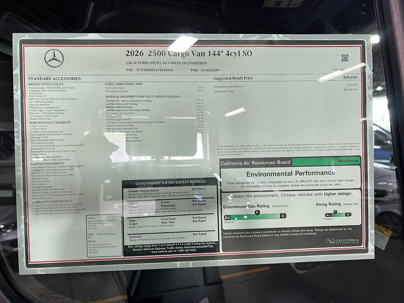 2026 Mercedes-Benz Sprinter 2500 Standard Roof I4 Diesel 144 RWD