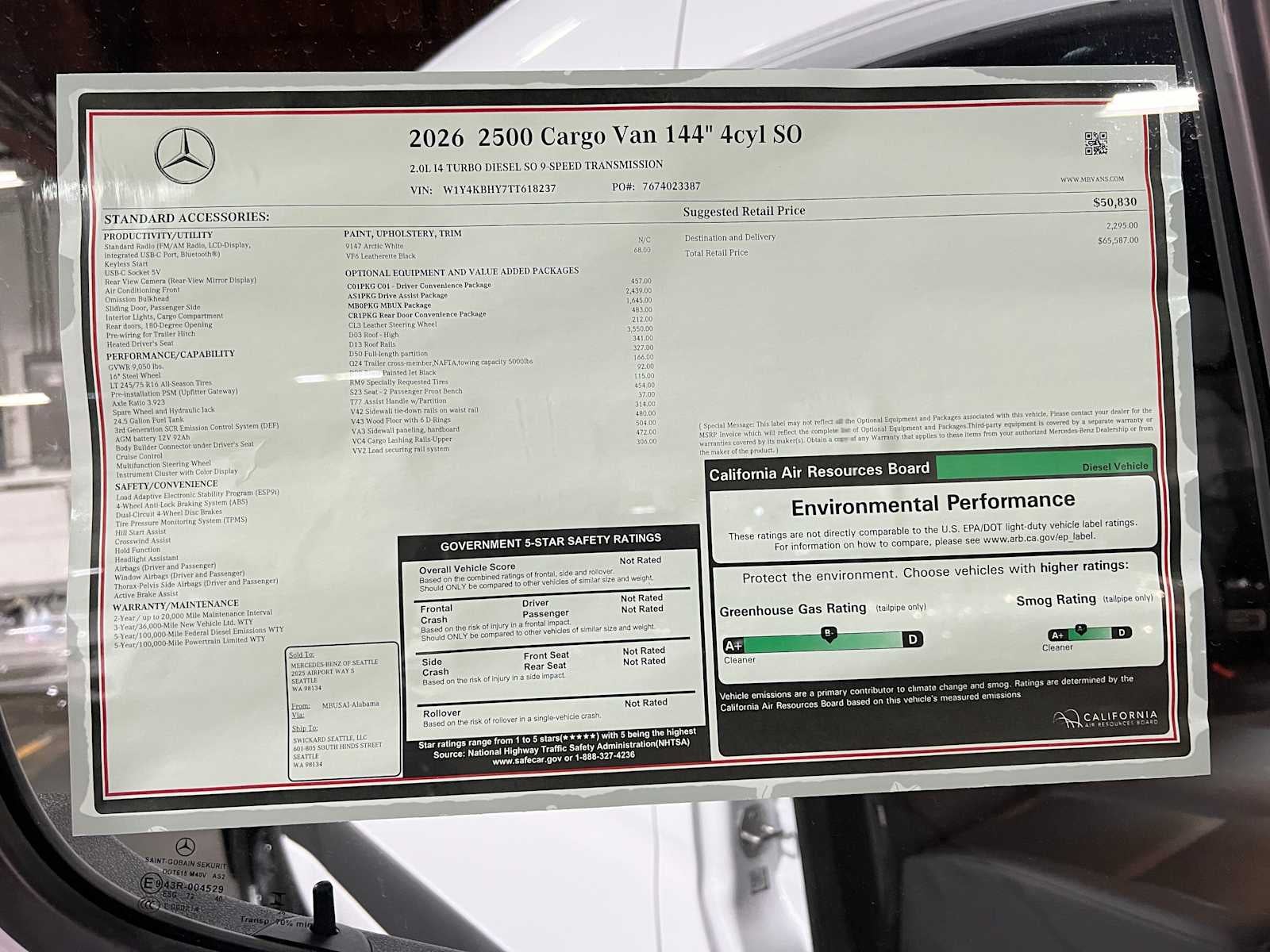 2026 Mercedes-Benz Sprinter 2500 Standard Roof I4 Diesel 144 RWD