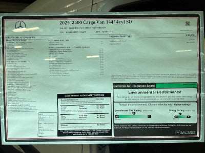 2025 Mercedes-Benz Sprinter Cargo Van 2500 Standard Roof I4 Diesel 144" RWD