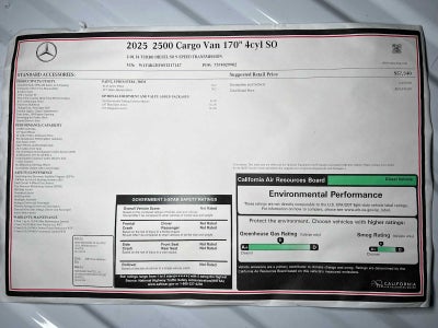 2025 Mercedes-Benz Sprinter Cargo Van 2500 High Roof I4 Diesel 170 RWD