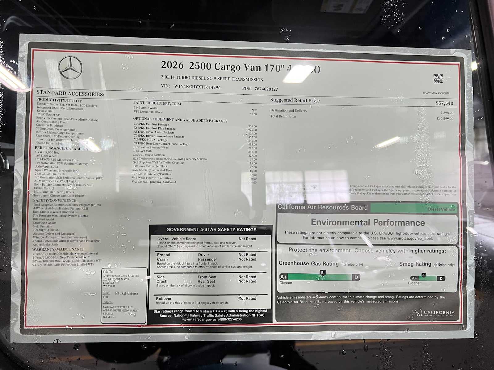 2026 Mercedes-Benz Sprinter 2500 High Roof I4 Diesel 170 RWD