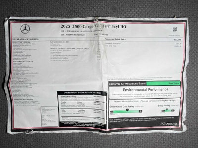 2025 Mercedes-Benz Sprinter Cargo Van 2500 Standard Roof I4 Diesel HO 144 RWD