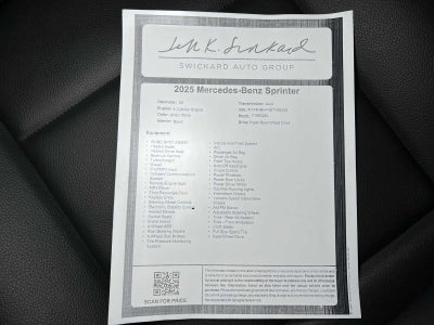 2025 Mercedes-Benz Sprinter Cargo Van 2500 Standard Roof I4 Diesel HO 144 RWD