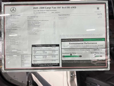 2025 Mercedes-Benz Sprinter Cargo Van 2500 Standard Roof I4 Diesel HO 144 AWD