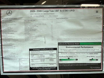 2026 Mercedes-Benz Sprinter 2500 Standard Roof I4 Diesel HO 144 AWD