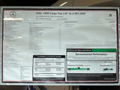 2026 Mercedes-Benz Sprinter 2500 Standard Roof I4 Diesel HO 144 AWD
