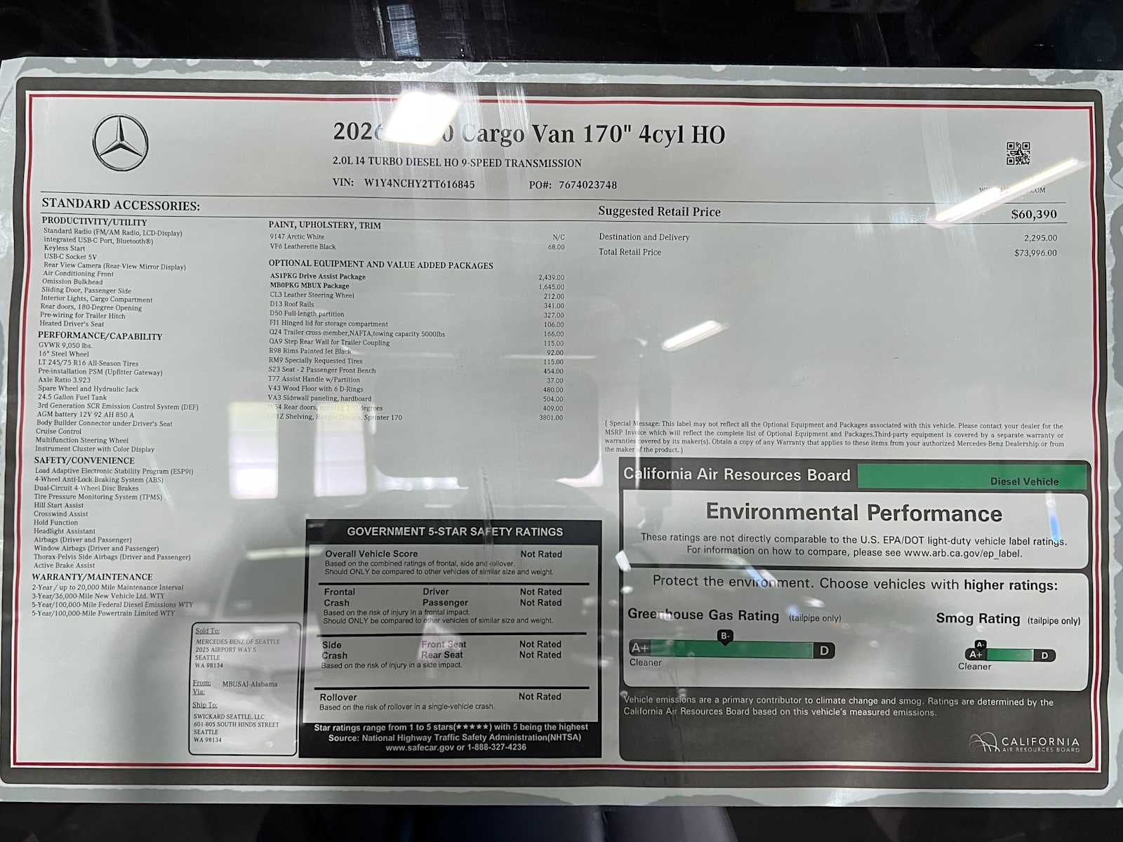 2026 Mercedes-Benz Sprinter 2500 High Roof I4 Diesel HO 170 RWD
