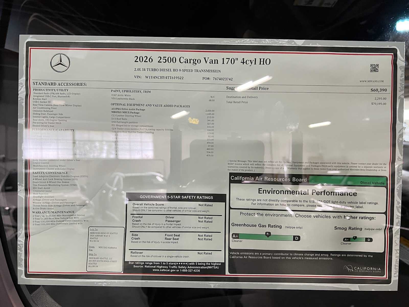 2026 Mercedes-Benz Sprinter 2500 High Roof I4 Diesel HO 170 RWD