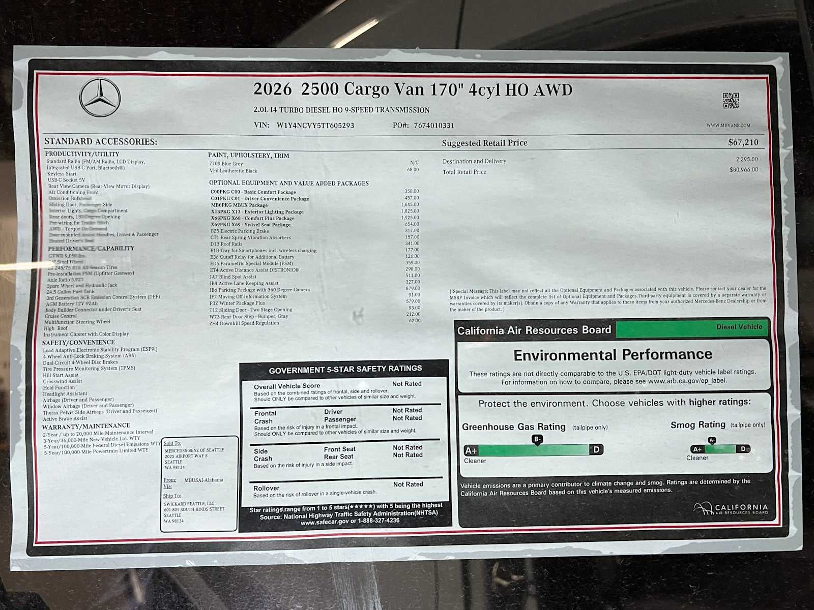 2026 Mercedes-Benz Sprinter 2500 High Roof I4 Diesel HO 170 AWD