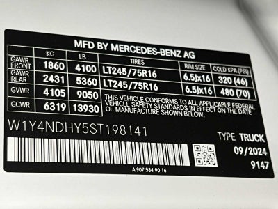 2025 Mercedes-Benz Sprinter Cargo Van 2500 High Roof I4 Diesel HO 170 Extended RWD