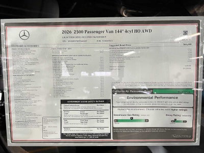 2026 Mercedes-Benz Sprinter Passenger Van 2500 Standard Roof I4 Diesel HO 144 AWD